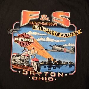 Y2K 2010 Harley Davidson Dayton Ohio Birthplace Of Aviation Black Size Mens Xl.